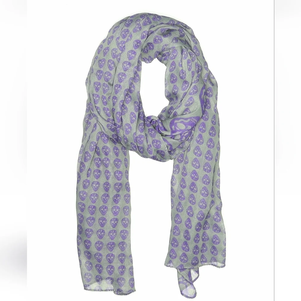 Grey And Purple‎ Skull Scarf